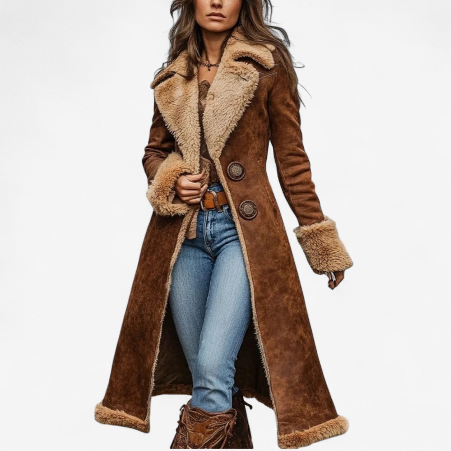 Pryselavessa - Manteau d’Hiver Long et Élégant
