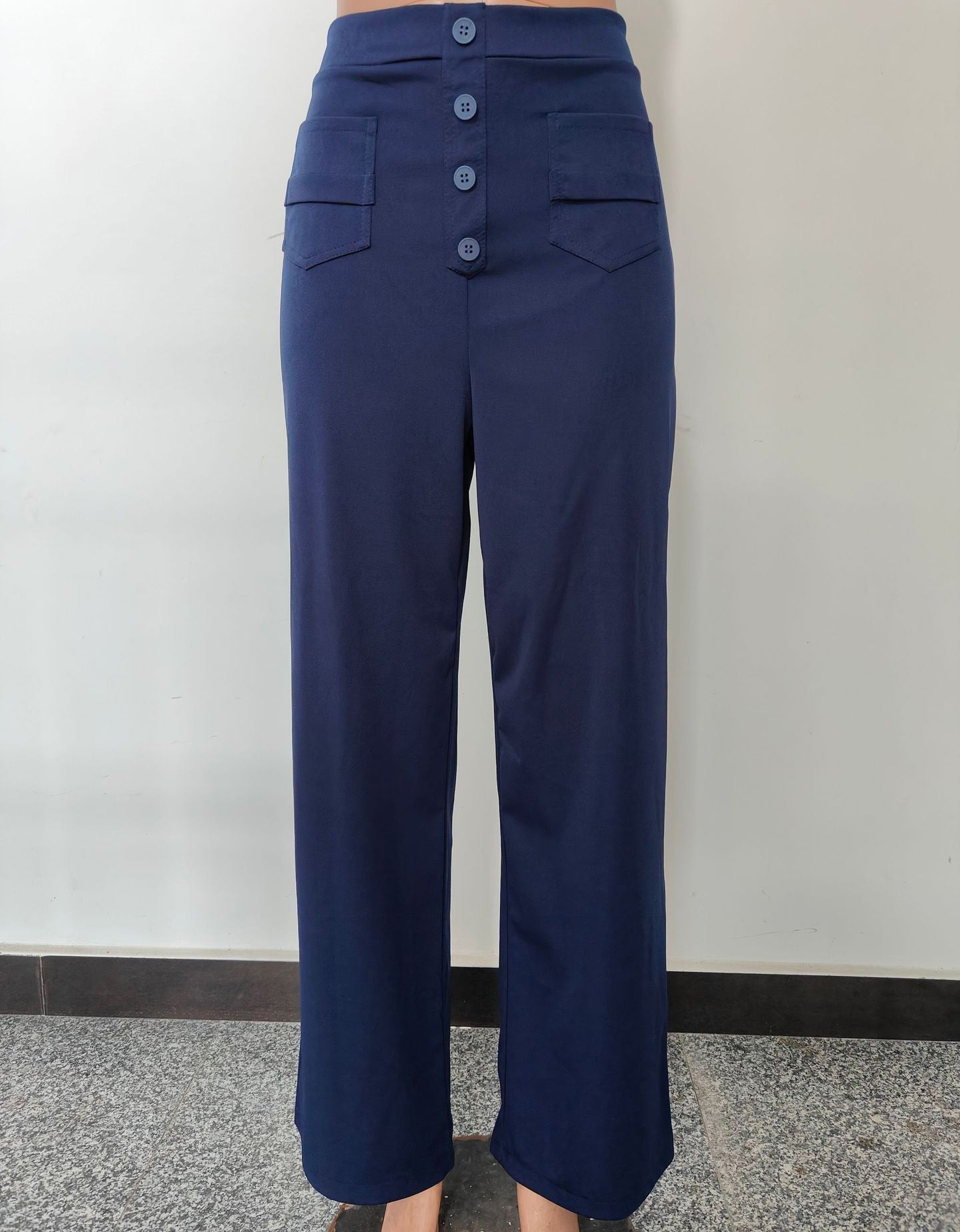 Nara - Haute élasticité - Pantalon décontracté taille haute à jambe droite