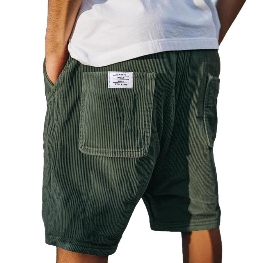 Gideon - Short homme velours côtelé poches taille élastique casual