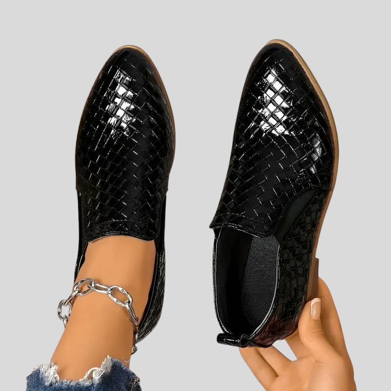 Irèn - Bottines femme effet tressé à enfiler avec talon stable