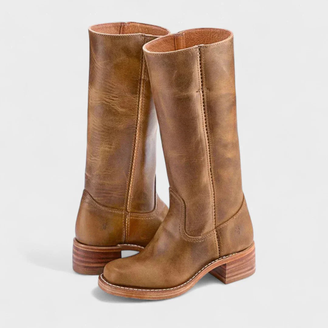 Marivellea - Bottes en Cuir Rétro pour Femme