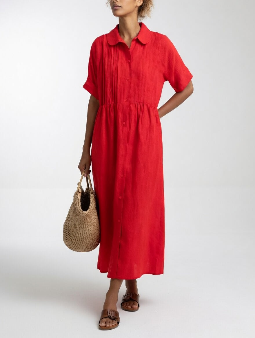 Quorissa - Robe chemise longue femme en coton fluide et confortable