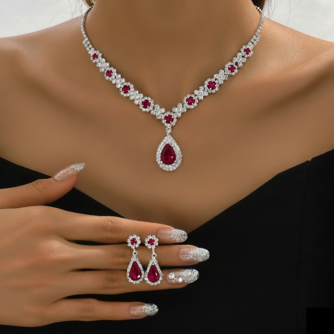 Gwenelivra - Ensemble de Bijoux Élégant en Zirconia Bleu Profond