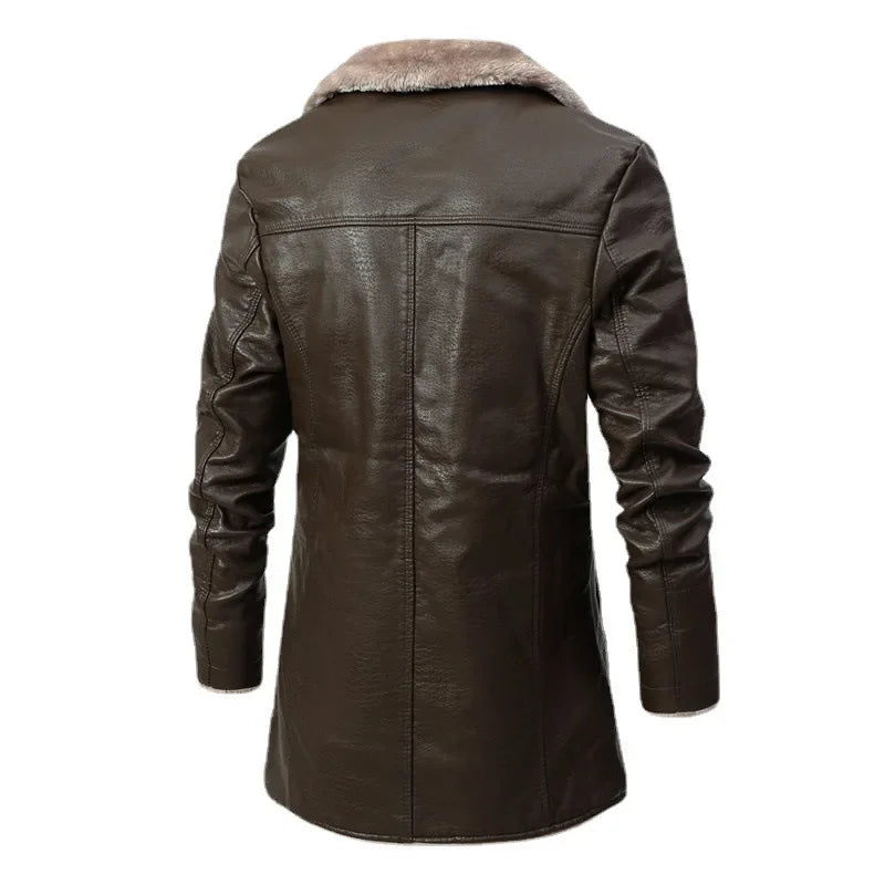 Lorèn - Manteau Élégant en Laine avec Col Mao en Fausse Fourrure