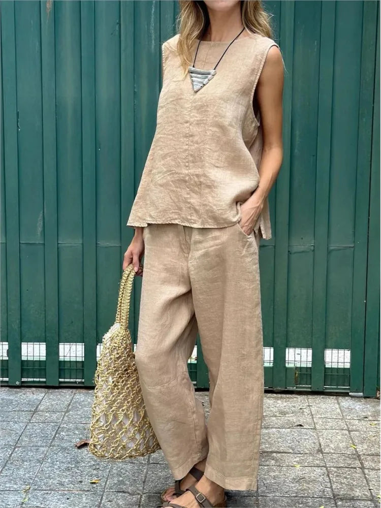 Ardelle - Ensemble Chic Deux Pièces – Top Sans Manches et Pantalon Élégant