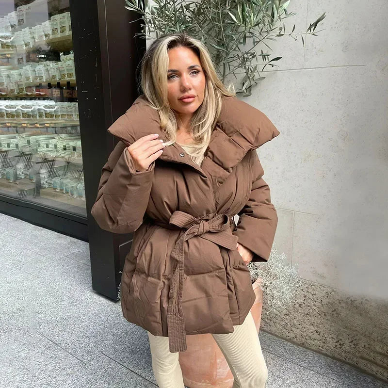 Désirée - Manteau Court Femme Col Montant Taille Cintrée