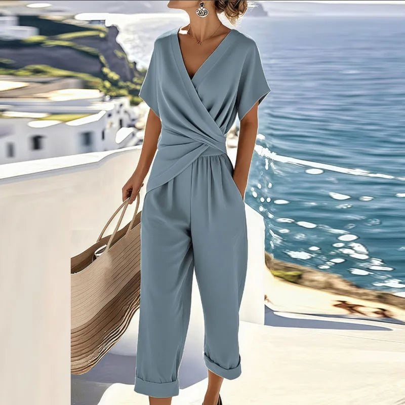Liorine - Ensemble deux pièces chic drapé pour femme