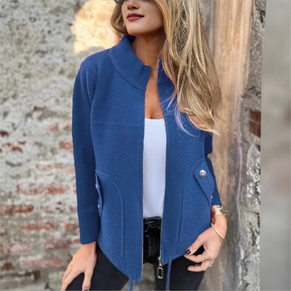 Alveria - Veste d’hiver pour femme à col haut et poches stylées