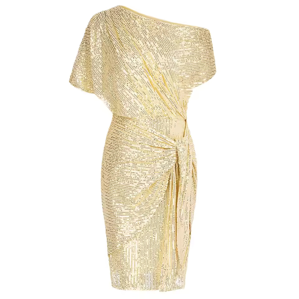 Neravielle - Robe Élégante à Paillettes et Épaules Dégagées