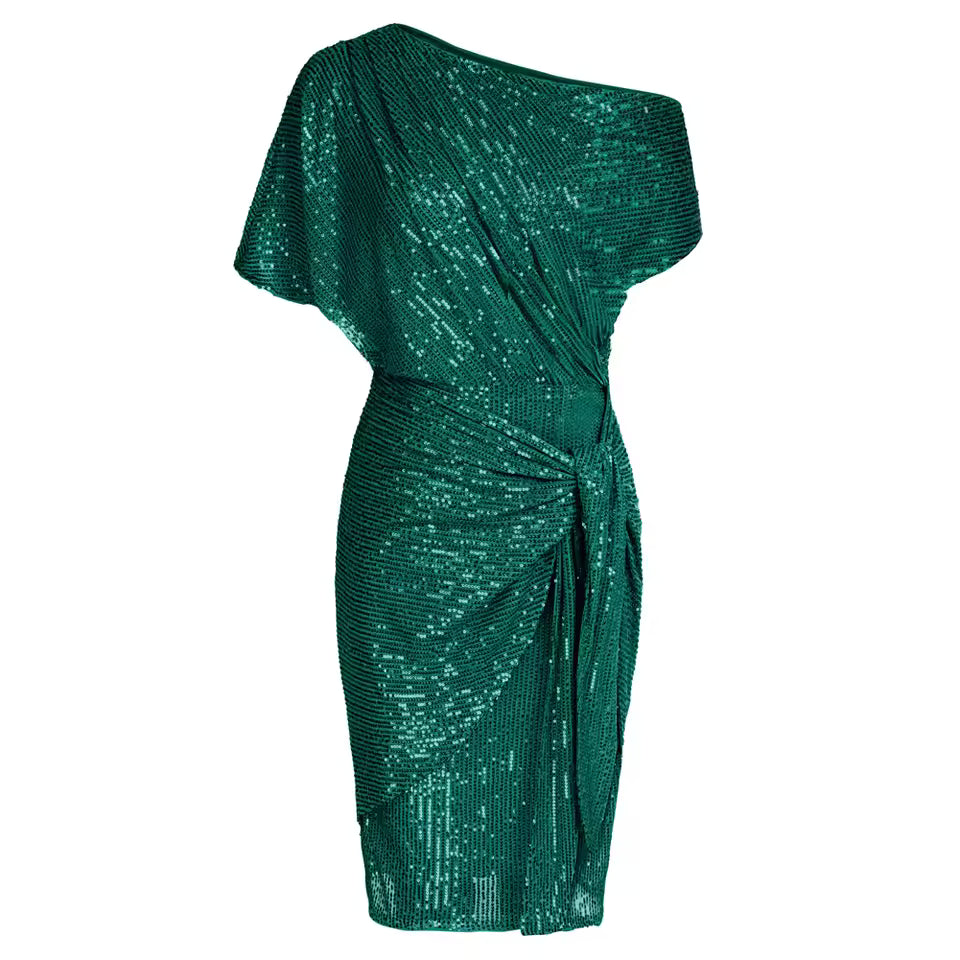 Neravielle - Robe Élégante à Paillettes et Épaules Dégagées