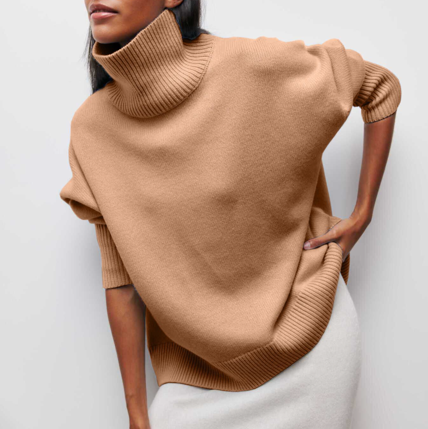Micheline - Chic Sweater with Ribbed Pockets for Women