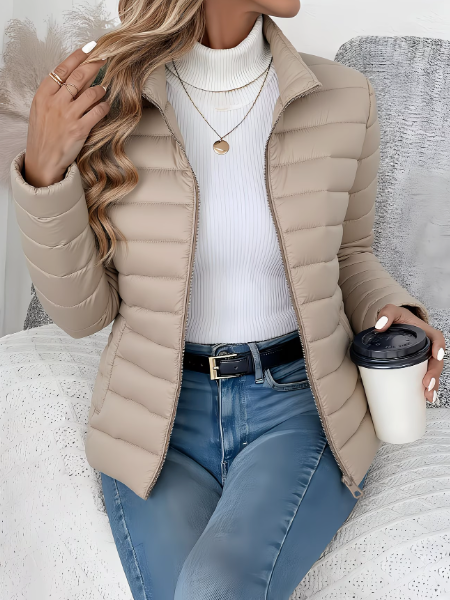 Noxira - Veste Femme Matelassée Légère Coupe Ajustée Col Montant Printemps