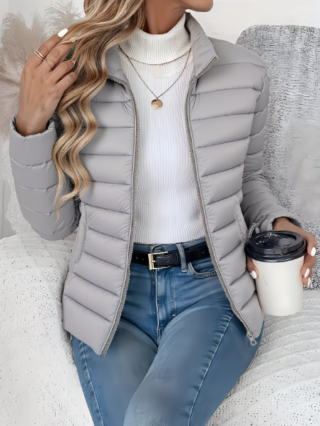 Noxira - Veste Femme Matelassée Légère Coupe Ajustée Col Montant Printemps