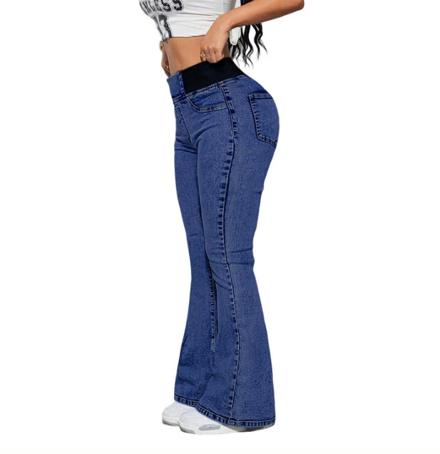 Rovindra - Jean Évasé Taille Haute Stretch Femme