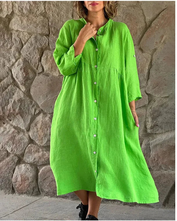Gertrude - Robe Chemise en Coton et Lin