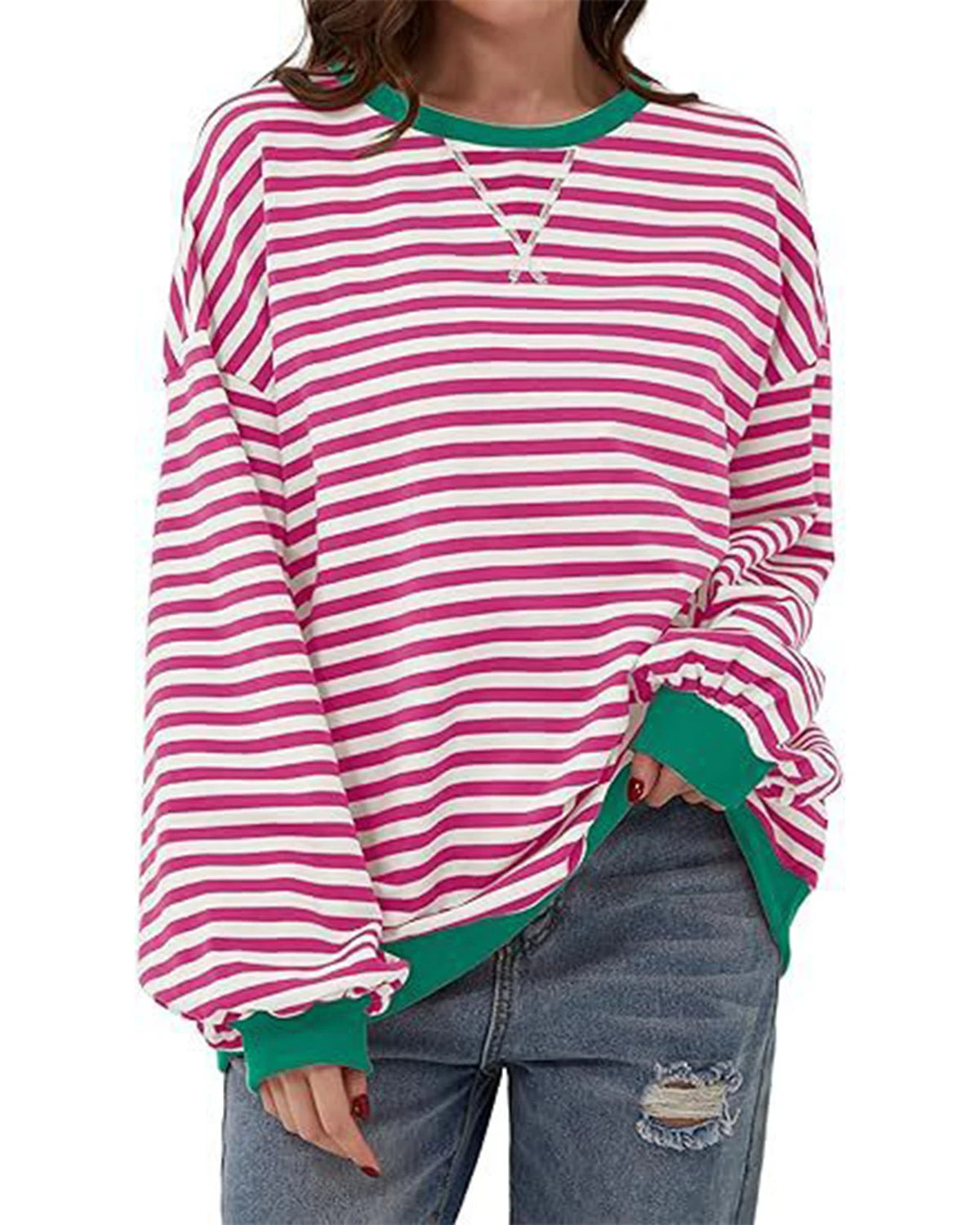Maribel - Sweatshirts à Rayures Color Block Femme