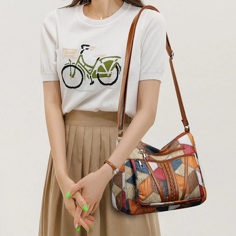 Mariellea - Sac À Main En Cuir Véritable Style Mosaïque