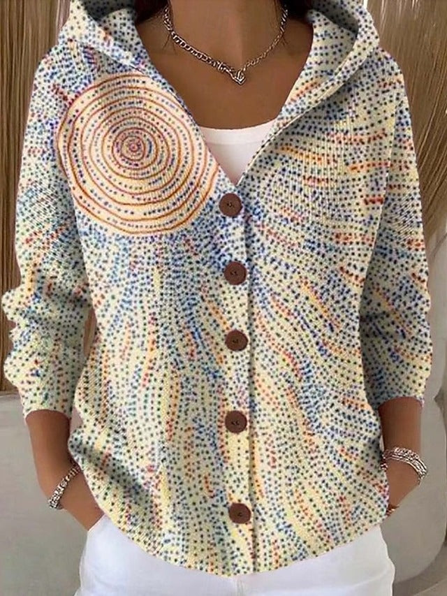 Neravellora - Cardigan Artistique à Capuche Boutonnée
