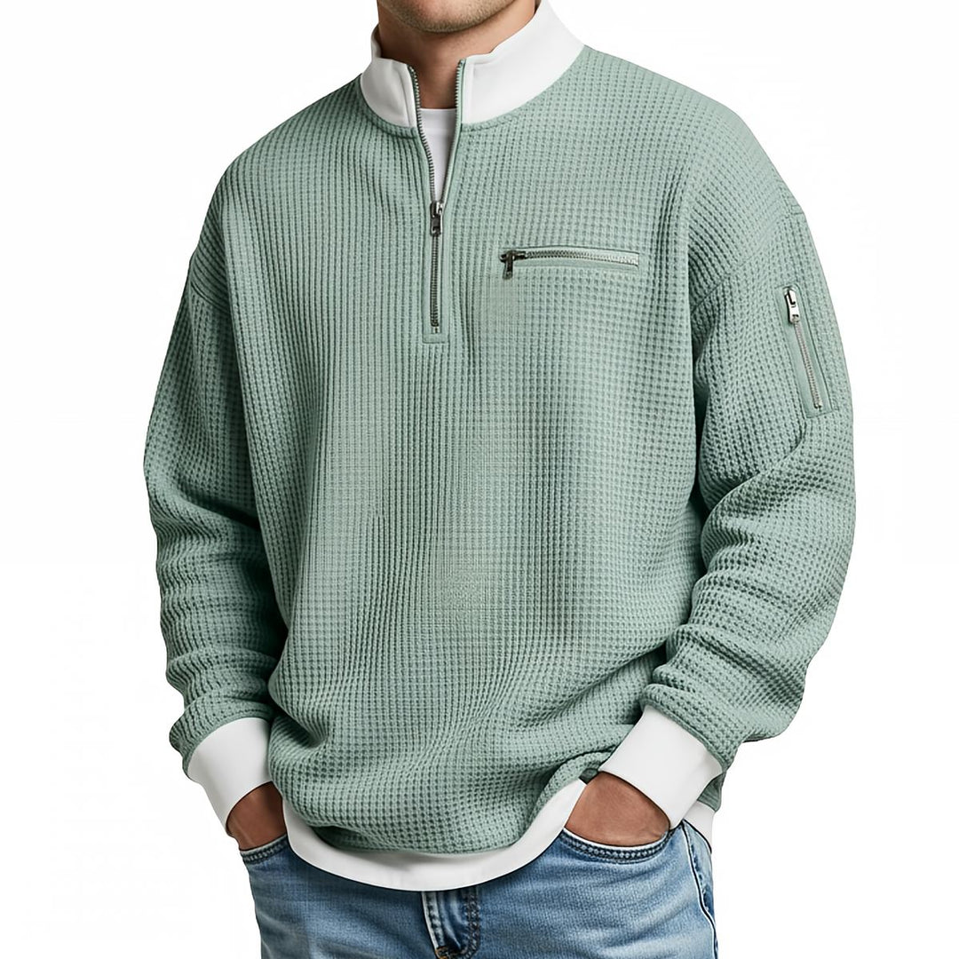 Edwin - Pull homme demi-zip en maille texturée