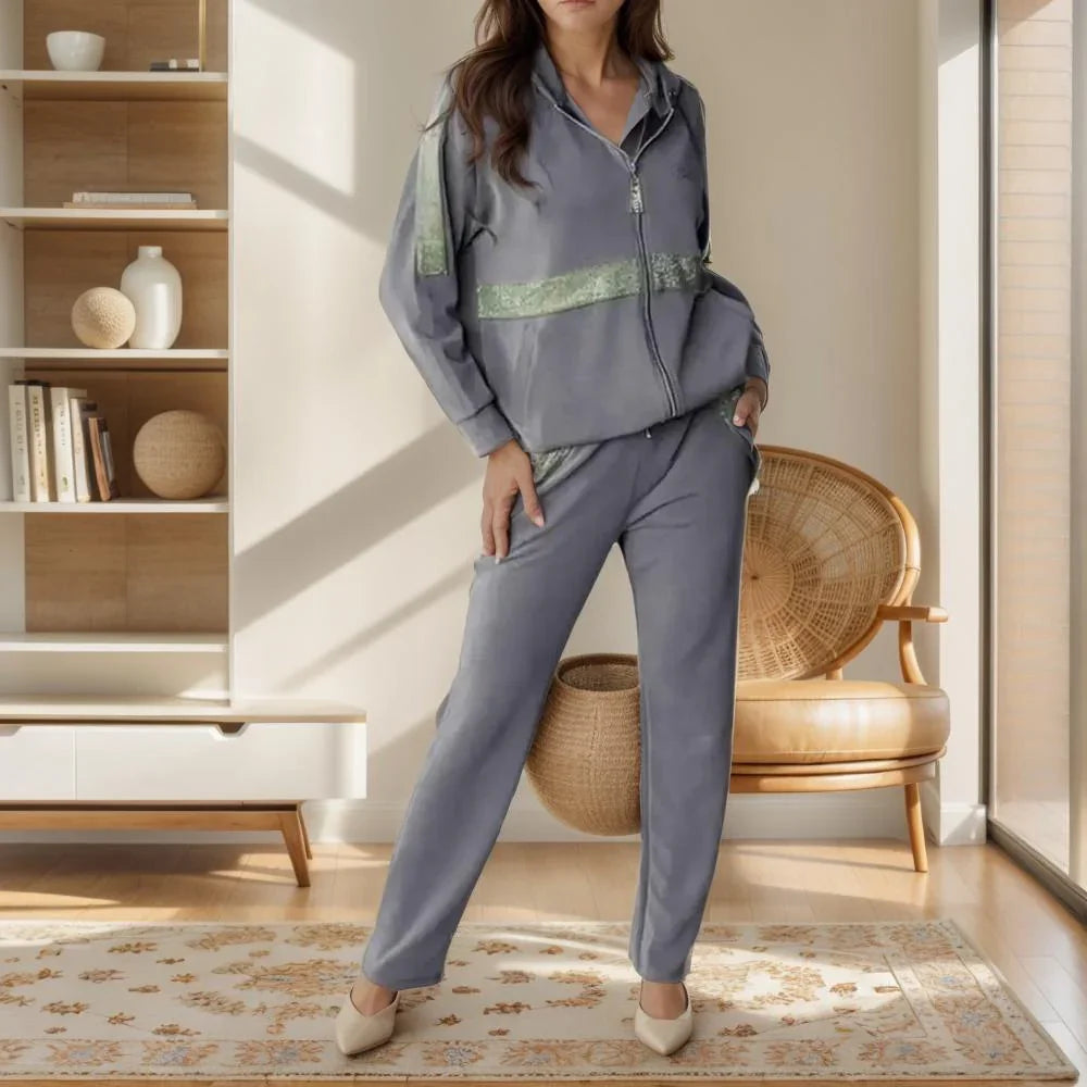 Delisara - Ensemble Stefany en Sweatshirt Super Doux avec Brillance Discrète