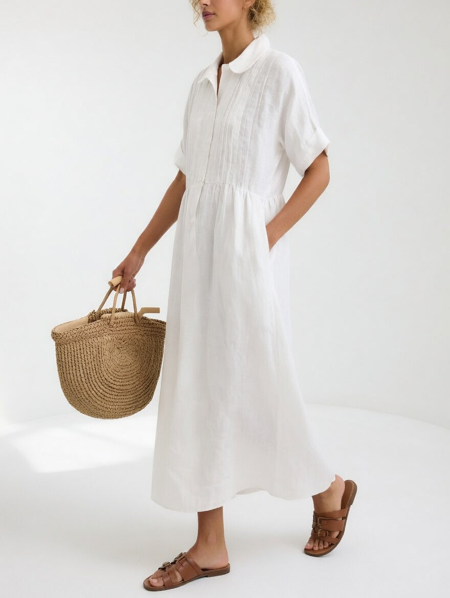 Quorissa - Robe chemise longue femme en coton fluide et confortable