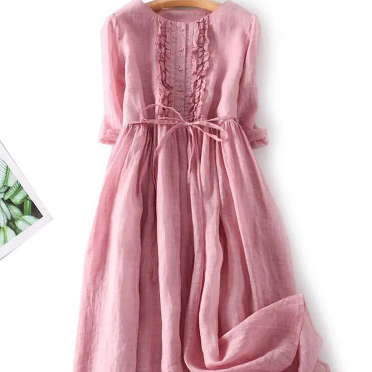 Tyrella - Robe Femme Maxi en Lin Ample et Fluide Style Décontracté Élégant