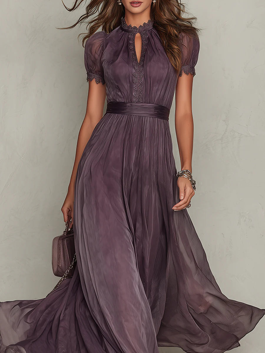 Lunvra - Robe Femme Longue Fluide Élégante Style Rétro Pour Soirée