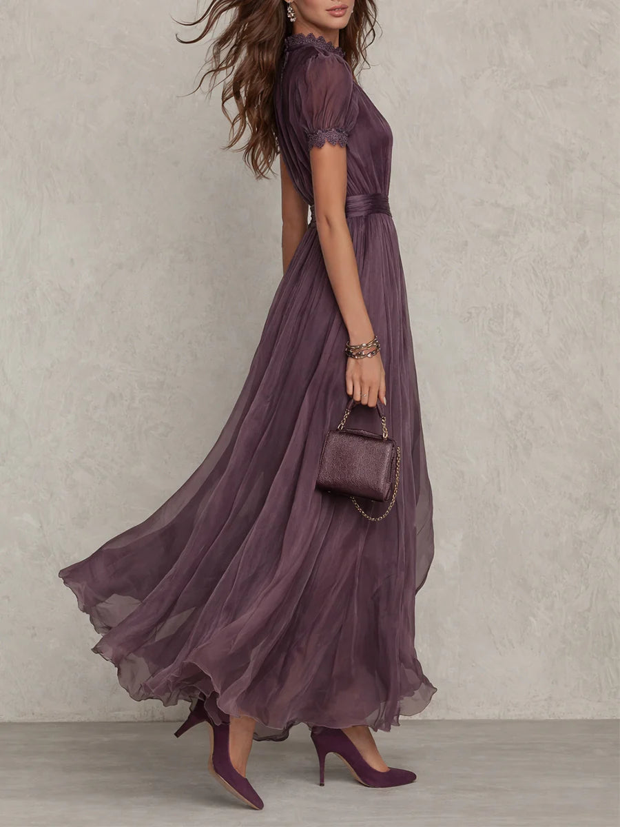 Lunvra - Robe Femme Longue Fluide Élégante Style Rétro Pour Soirée