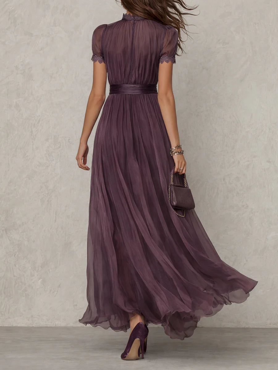 Lunvra - Robe Femme Longue Fluide Élégante Style Rétro Pour Soirée