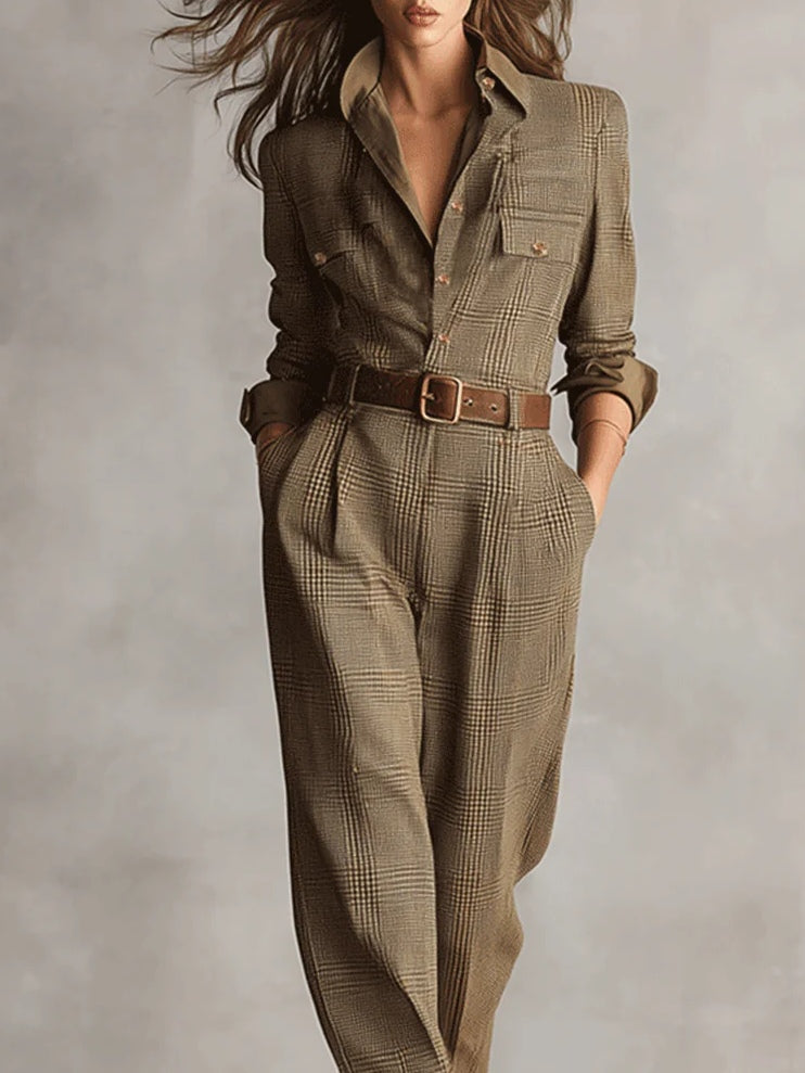 Jovanna - Combinaison En Tweed Chic À Carreaux Raffinés