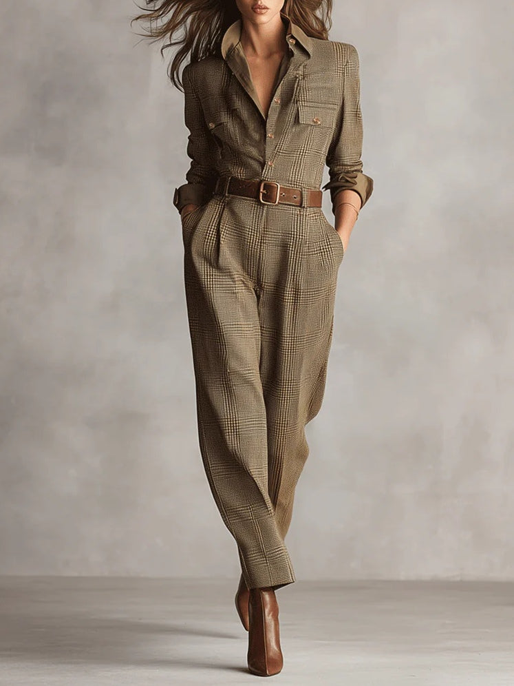 Jovanna - Combinaison En Tweed Chic À Carreaux Raffinés