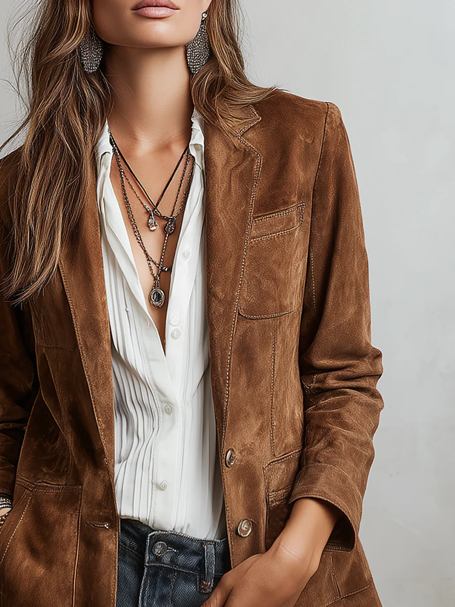Silke - Blazer femme vintage à boutons et poches