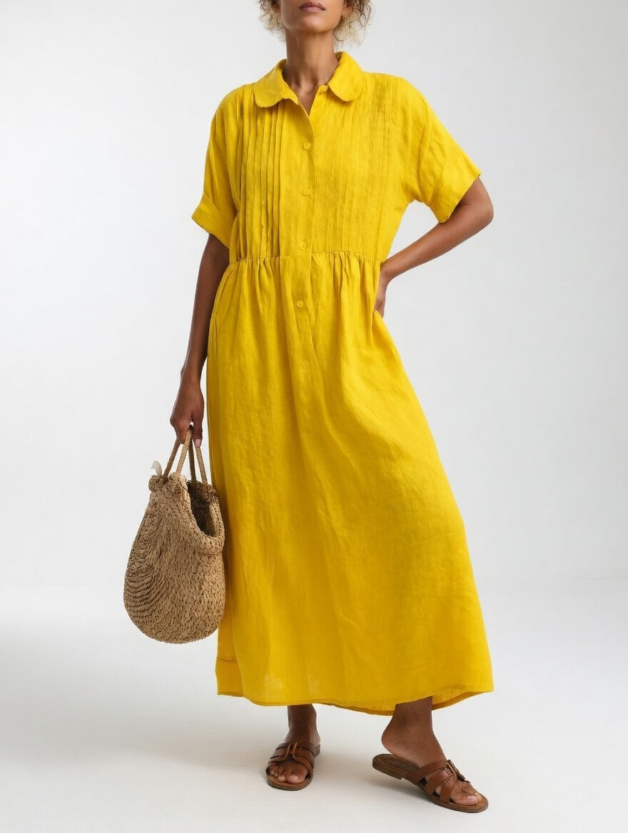 Quorissa - Robe chemise longue femme en coton fluide et confortable