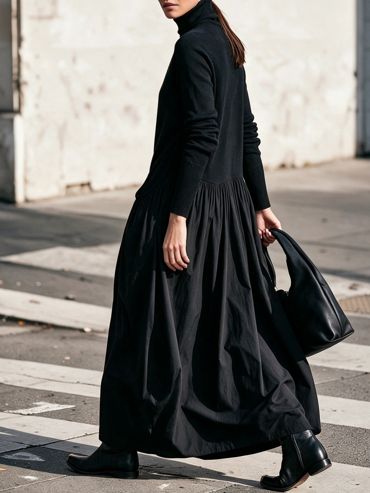 Tessel - Robe femme oversize à col haut et poches