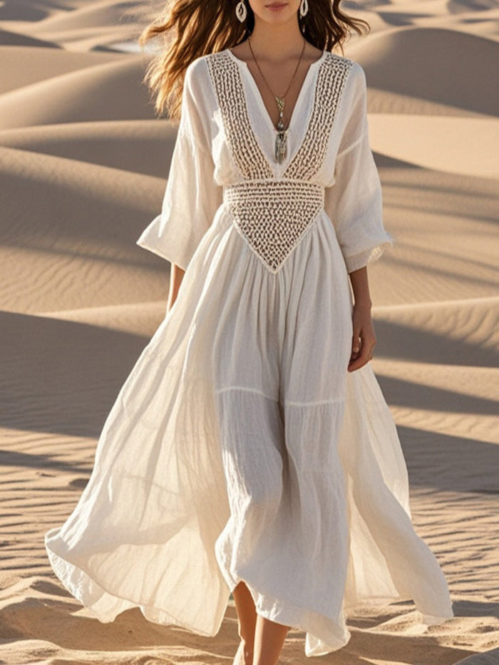 Yelina - Robe Vintage Style Bohémien pour une Élégance Libre et Naturelle