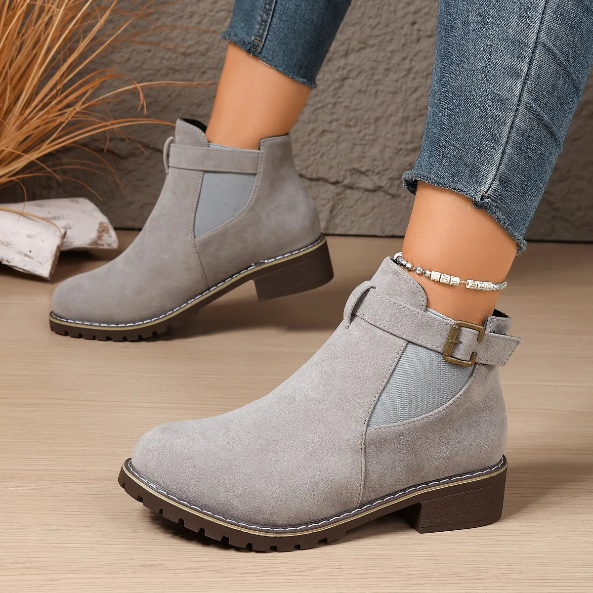Gisarae - Bottines Plates En Cuir Style Vintage Élégant