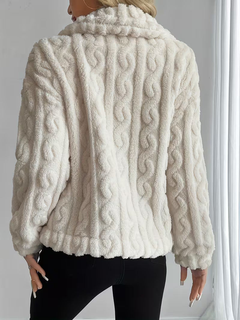 Nelle - Veste teddy femme texturée à boutons