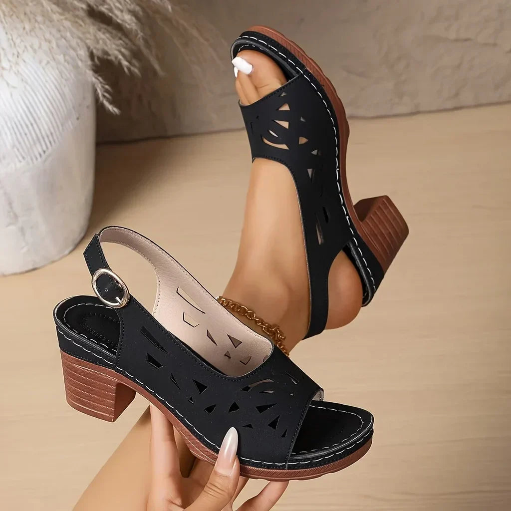 Cirethia - Sandales femme à talon confortable ajouré