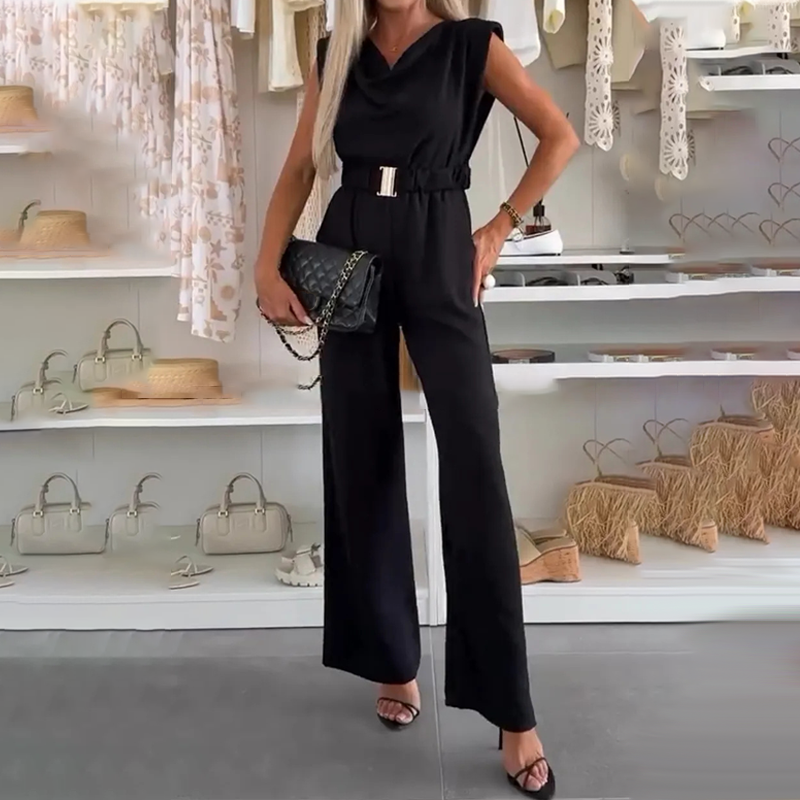 Loxellea - Combinaison Femme Fluide Taille Marquée Élégante Usage Quotidien