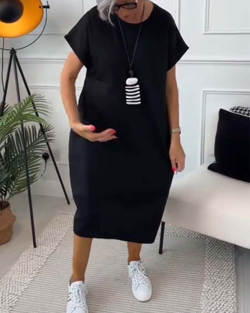 Marie - Robe Décontractée à Manches Courtes avec Imprimé Lettre pour Femme
