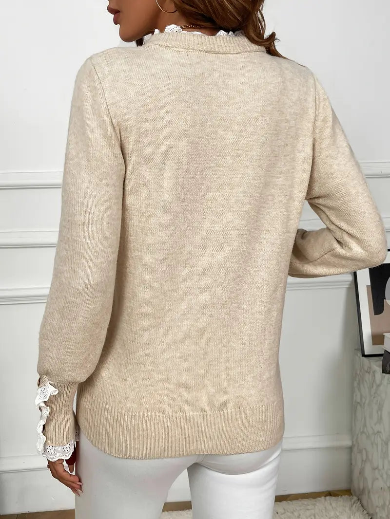 Inaya - Pull en tricot élégant à volants et boutons