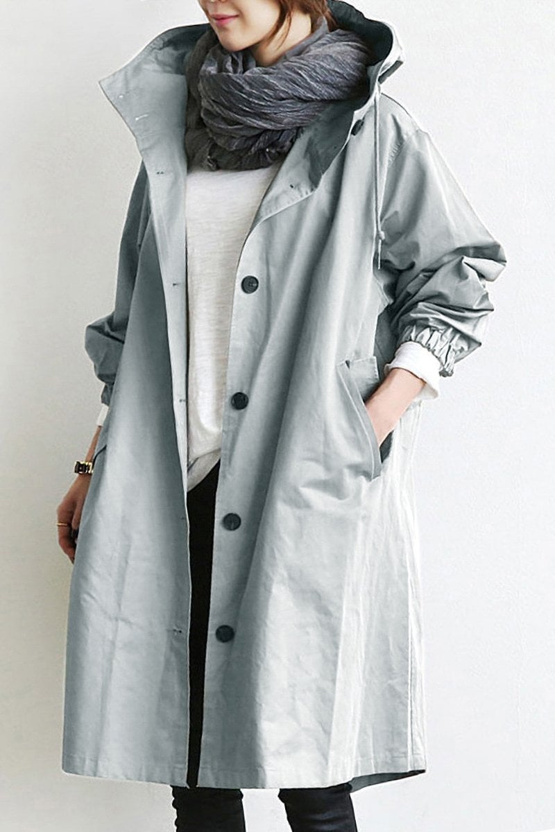 Henriette - Cardigan long femme élégant à col et poches