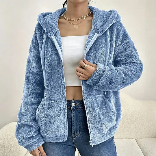 Klasina - Veste Douce à Capuche et Fermeture Éclair pour Femme