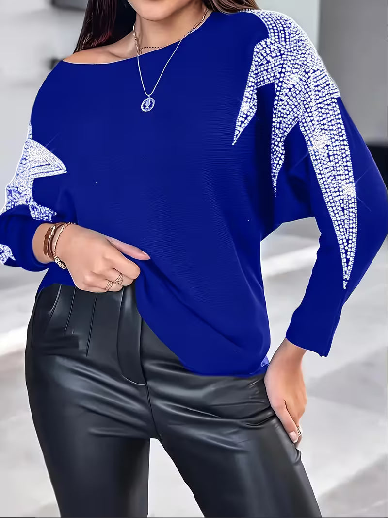 Doralissea - Pull Élégant à Manches Longues avec Imprimé Étoilé