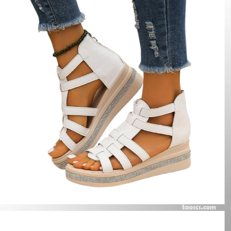 Tina - Sandales à Semelles Compensées avec Décoration en Strass