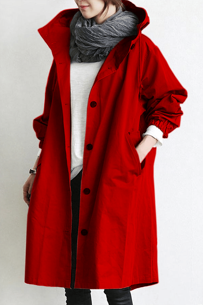 Henriette - Cardigan long femme élégant à col et poches