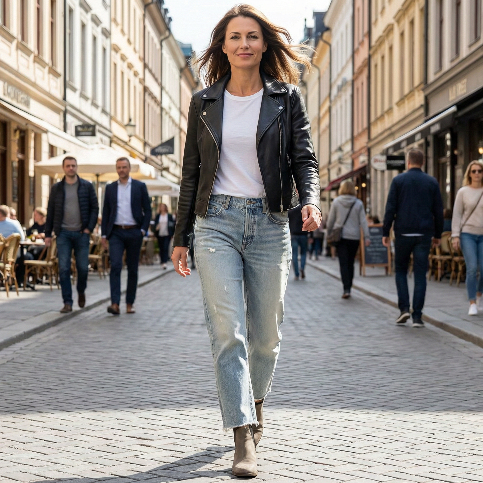 Cazira - Jean Femme Coupe Droite Cropped Denim Confort Moderne