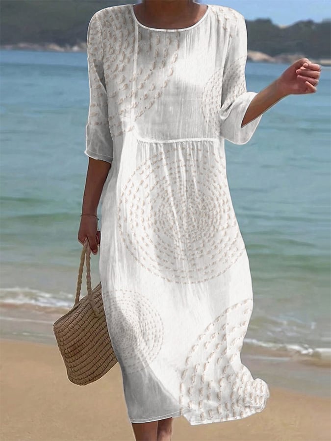 Pavessa - Robe Midi Fluide En Coton Et Lin À Motif Texturé