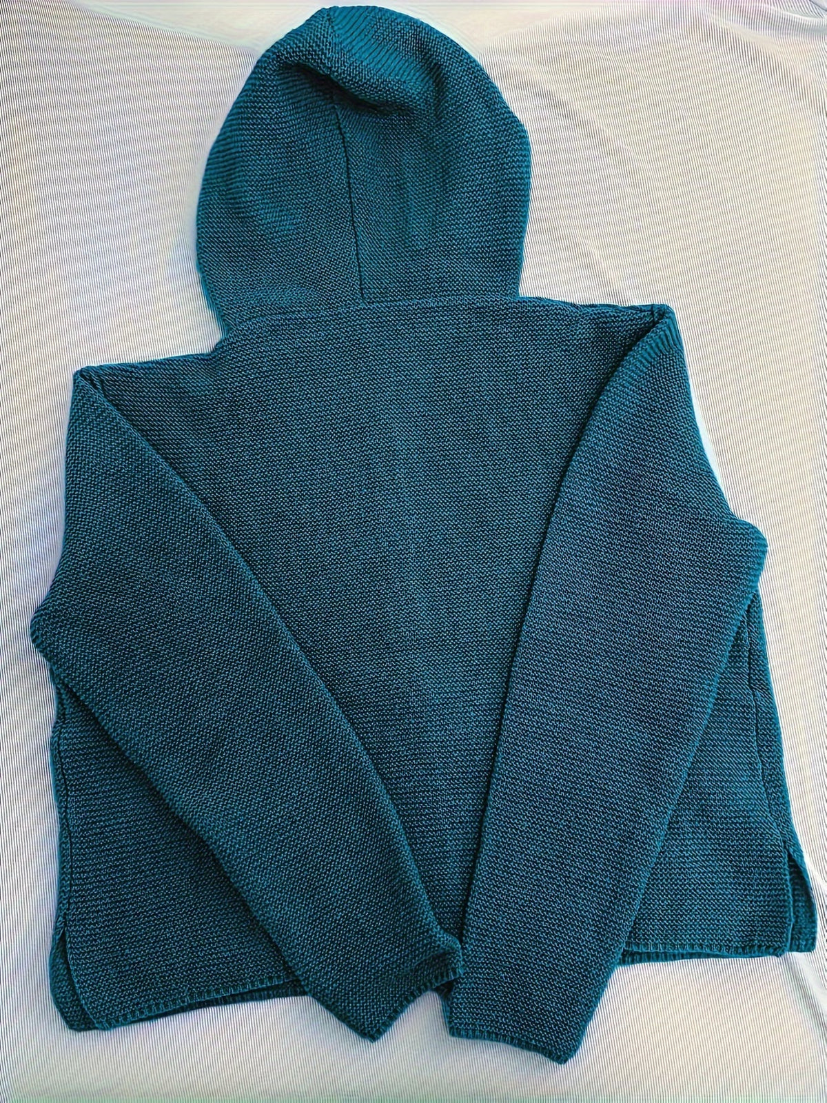Maëline - Women's chunky knit hooded cardigan with buttons