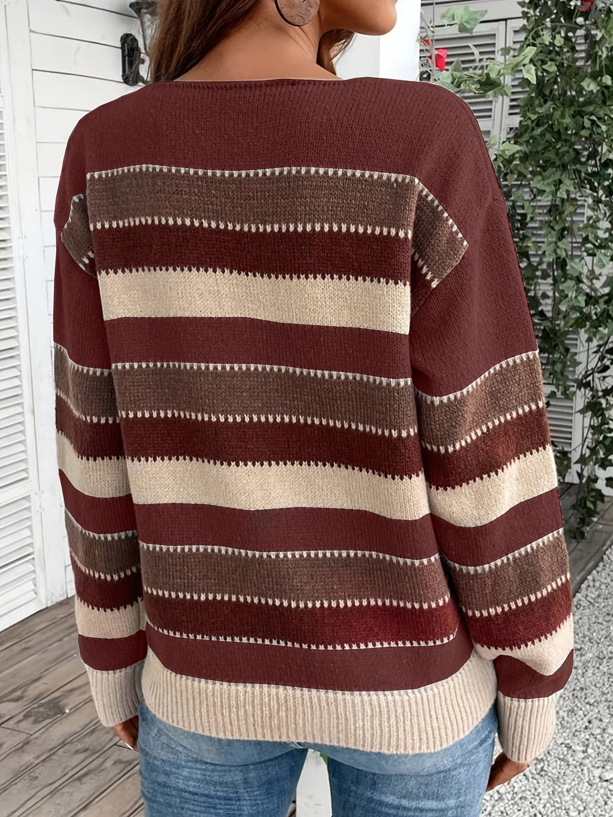 Lucette - Pull femme rayé en maille à manches longues